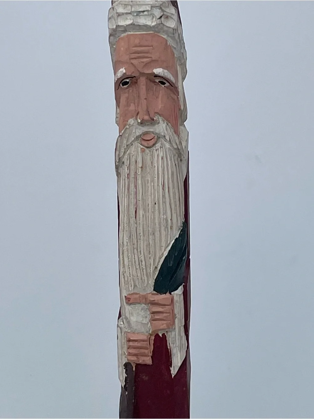 Vintage Hand Carved Wood Pencil Skinny Santa Claus Christmas Folk Art 11.5